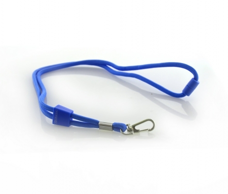 Snur textil Lanyard, Office box rotund albastru inchis, 0.5 x 90 cm